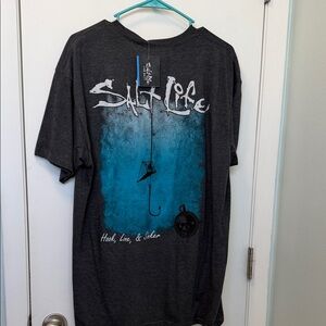Salt Life Men's Charcoal Hook,Line,Sinker Pocket Tee NWT